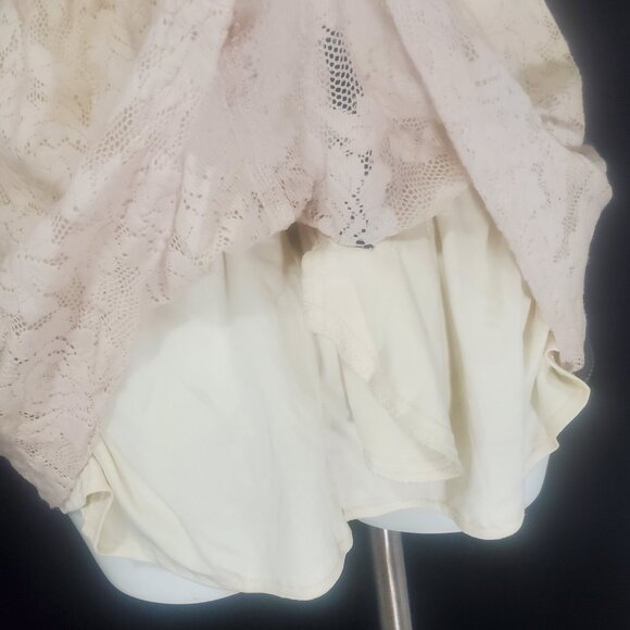 Steve Madden size Small Full Zip Full Lined Peach Lace Mini Skirt Elastic Waist - Picture 6 of 14